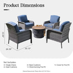 HOOOWOOO 5-piece Patio Wicker Chair Set with Wood Burning Fire Pit