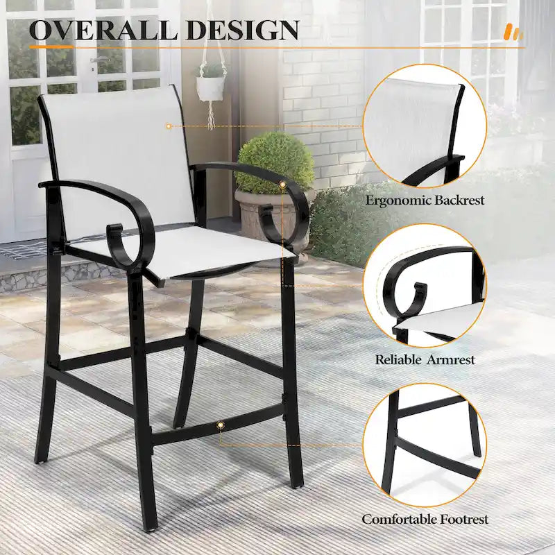 Outdoor Bar Stools Patio Barstools All-Weather Bar Chairs Aluminum Sunbrella Sling