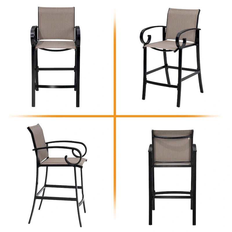 Outdoor Bar Stools Patio Barstools All-Weather Bar Chairs Aluminum Sunbrella Sling