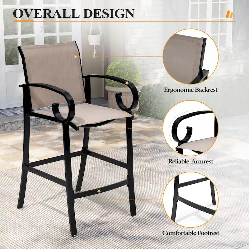 Outdoor Bar Stools Patio Barstools All-Weather Bar Chairs Aluminum Sunbrella Sling