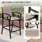 Outdoor Bar Stools Patio Barstools All-Weather Bar Chairs Aluminum Sunbrella Sling