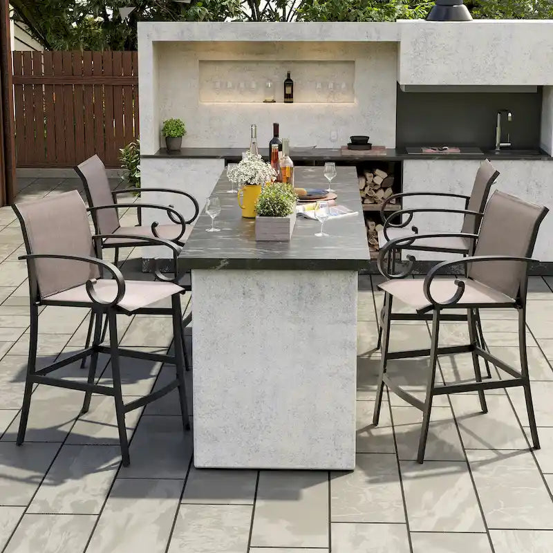 Outdoor Bar Stools Patio Barstools All-Weather Bar Chairs Aluminum Sunbrella Sling