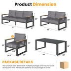 Aluminum Patio Furniture Set 5 Piece Outdoor Conversation Set with Coffee Table