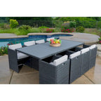 Dalia 9 Piece Dining Set Outdoor Patio Furniture Wicker Rattan Resin