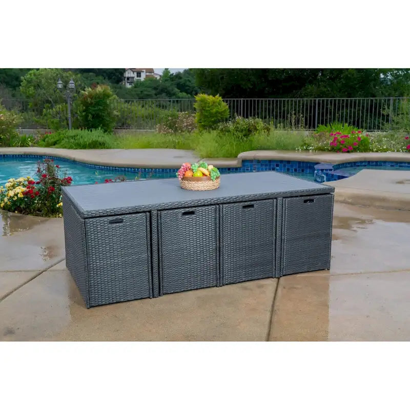 Dalia 9 Piece Dining Set Outdoor Patio Furniture Wicker Rattan Resin
