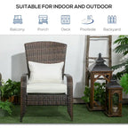 Patio Wicker Adirondack Chair with Soft Cushions, Tall Curved Backrest & Comfortable Armrests