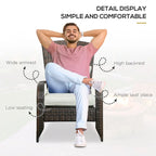 Patio Wicker Adirondack Chair with Soft Cushions, Tall Curved Backrest & Comfortable Armrests