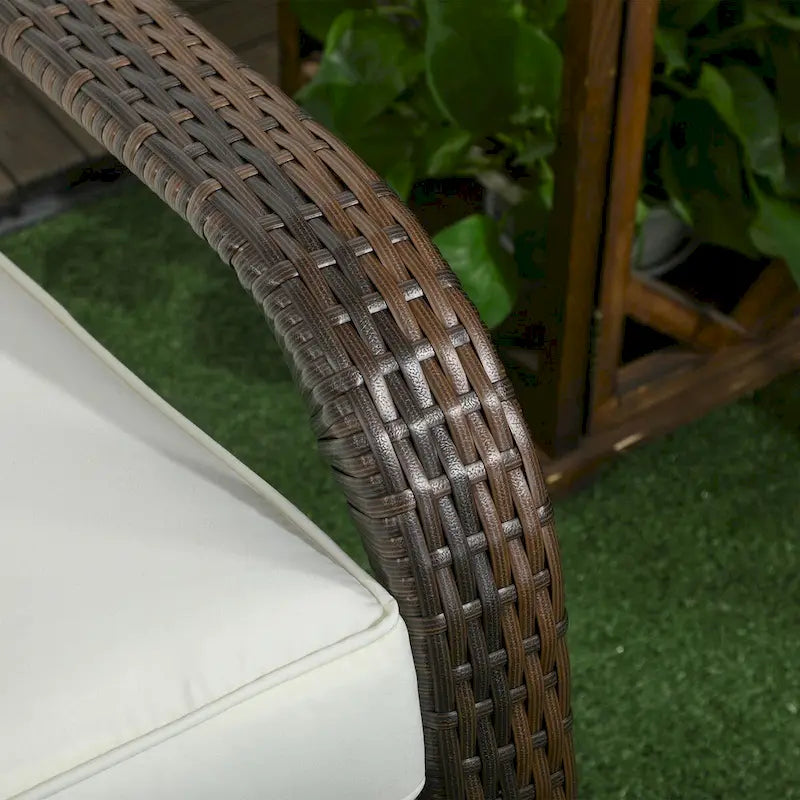 Patio Wicker Adirondack Chair with Soft Cushions, Tall Curved Backrest & Comfortable Armrests