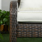 Patio Wicker Adirondack Chair with Soft Cushions, Tall Curved Backrest & Comfortable Armrests