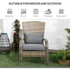 Patio Wicker Adirondack Chair with Soft Cushions, Tall Curved Backrest & Comfortable Armrests