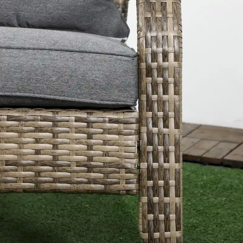 Patio Wicker Adirondack Chair with Soft Cushions, Tall Curved Backrest & Comfortable Armrests