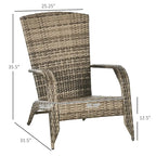 Patio Wicker Adirondack Chair with Soft Cushions, Tall Curved Backrest & Comfortable Armrests