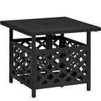 Yaheetech Outdoor Square Umbrella Table Stand, Side Table with Umbrella Hole, Black