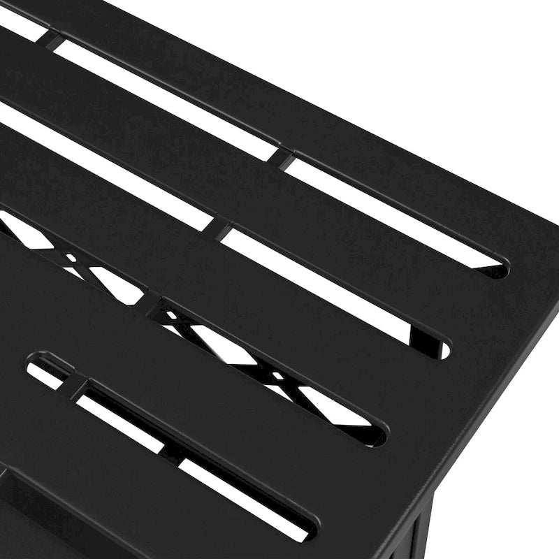 Yaheetech Outdoor Square Umbrella Table Stand, Side Table with Umbrella Hole, Black
