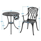 Yaheetech 3-Piece Patio Bistro Set, Cast Aluminum Bistro Table and 2 Chairs Set