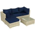 5-Piece Wicker Outdoor Sectional Set with Cushions and Coffee Table