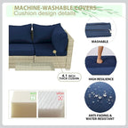 5-Piece Wicker Outdoor Sectional Set with Cushions and Coffee Table