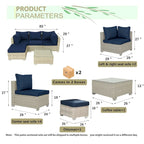 5-Piece Wicker Outdoor Sectional Set with Cushions and Coffee Table