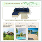 5-Piece Wicker Outdoor Sectional Set with Cushions and Coffee Table