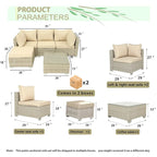 5-Piece Wicker Outdoor Sectional Set with Cushions and Coffee Table