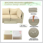 5-Piece Wicker Outdoor Sectional Set with Cushions and Coffee Table