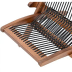 Folding Roping Solid Wood Outdoor Chair, Modern Low Profile Lounge Chair for Patio, Backyard, Deck, Porch, Poolside Garden, Lawn
