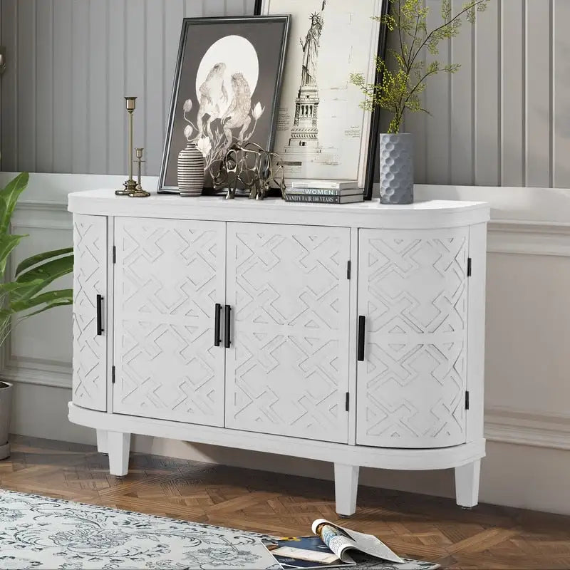 Wood Accent Storage Cabinet Sideboard with 4 Doors