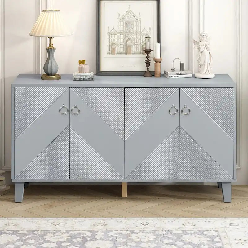 Light Luxury Cabinet Adorned with Geometric Patterns, Suitable for Hallway, Entryway, Living Room