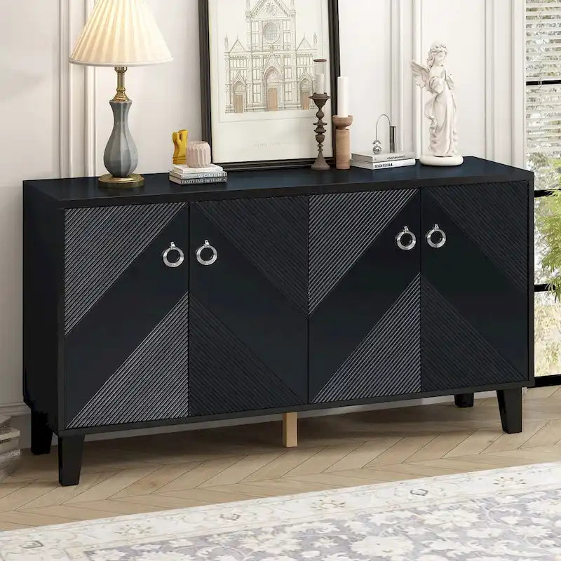 Light Luxury Cabinet Adorned with Geometric Patterns, Suitable for Hallway, Entryway, Living Room