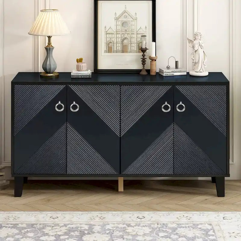 Light Luxury Cabinet Adorned with Geometric Patterns, Suitable for Hallway, Entryway, Living Room
