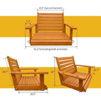 Wooden Porch Swing, Bench Swing with Hanging Chains and 7mm Springs, Heavy Duty 800 LBS, for Outdoor Patio Garden Yard