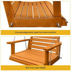 Wooden Porch Swing, Bench Swing with Hanging Chains and 7mm Springs, Heavy Duty 800 LBS, for Outdoor Patio Garden Yard