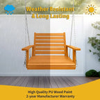 Wooden Porch Swing, Bench Swing with Hanging Chains and 7mm Springs, Heavy Duty 800 LBS, for Outdoor Patio Garden Yard
