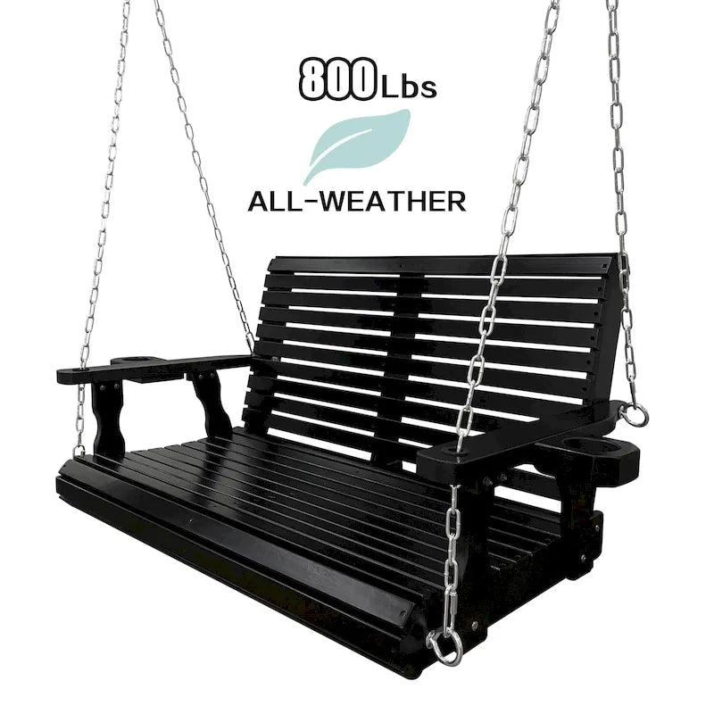 2 Person Solid Wood Porch Swing - N/A