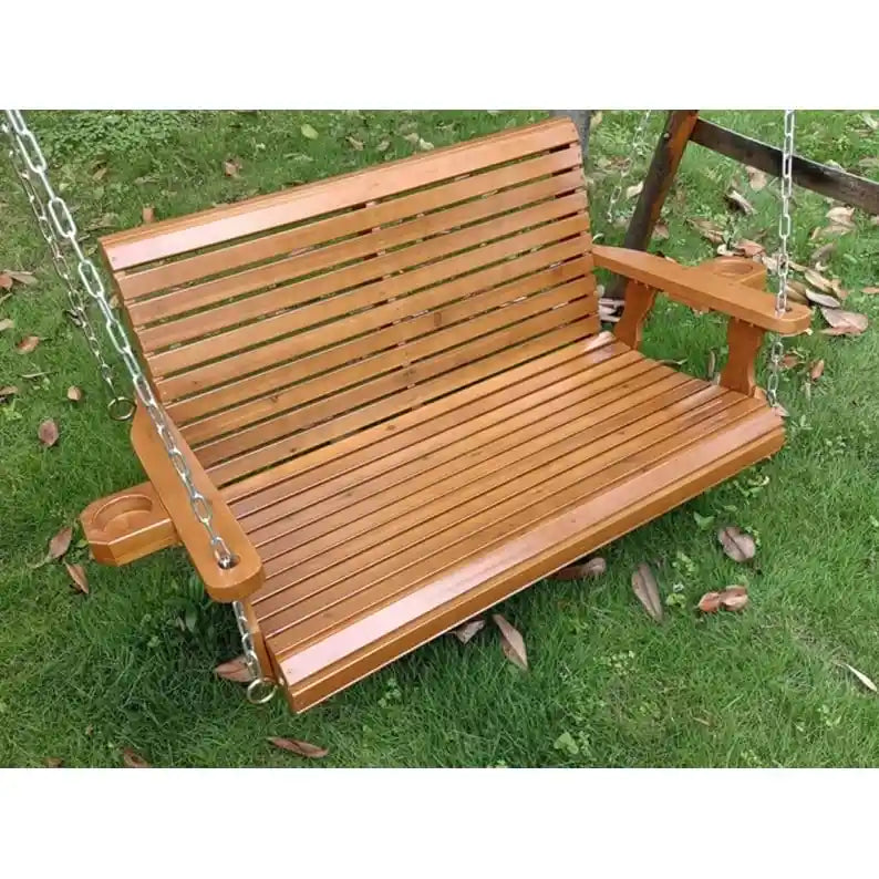 2 Person Solid Wood Porch Swing - N/A
