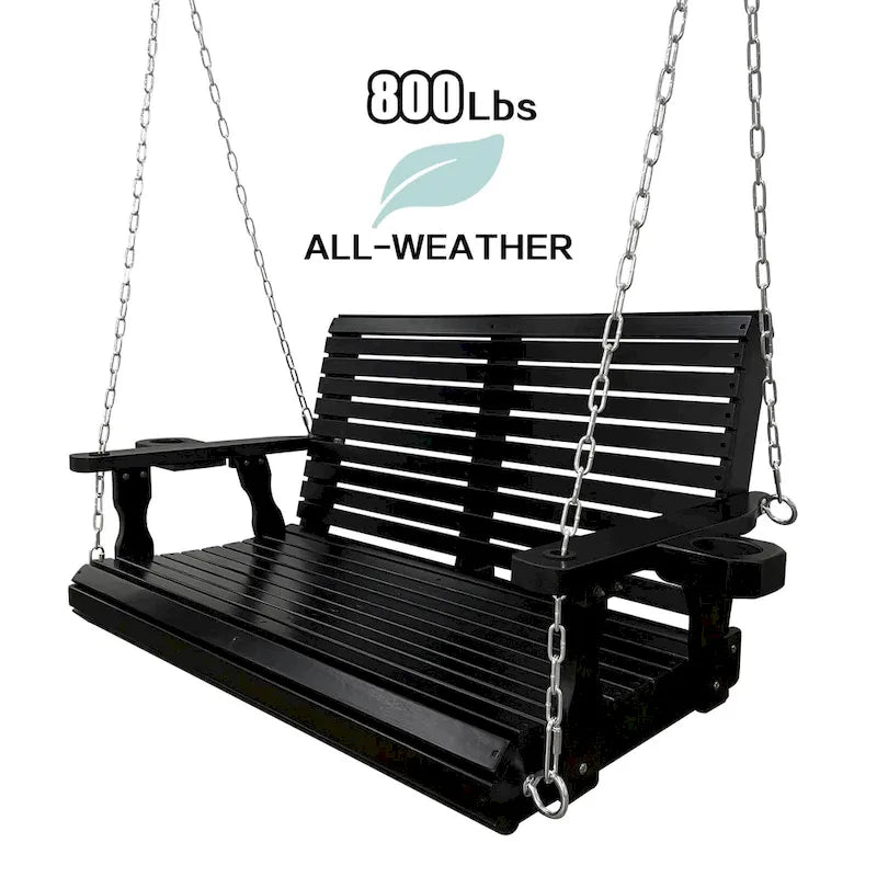 2 Person Solid Wood Porch Swing - N/A