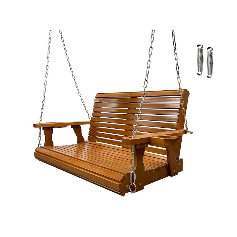 2 Person Solid Wood Porch Swing - N/A