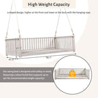 Patio Minimalist Twin Size Garden Swing Bed Wood Porch Swing with Ropes for Backyard