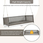 Patio Minimalist Twin Size Garden Swing Bed Wood Porch Swing with Ropes for Backyard
