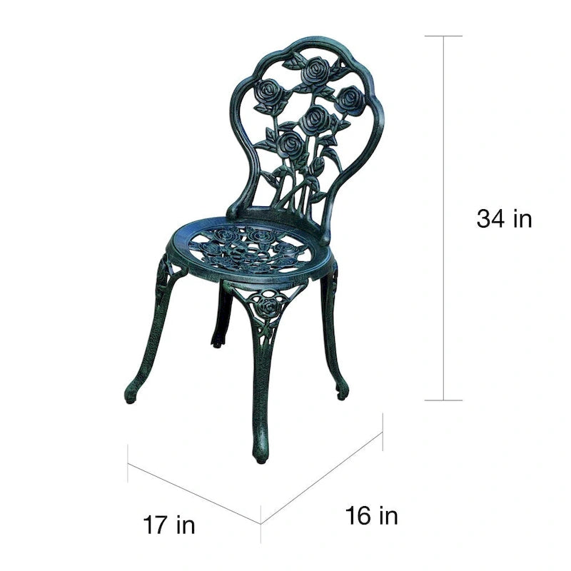 Camellia Cast Aluminum Verdi Green 3-piece Bistro Set with Table and 2 Chairs