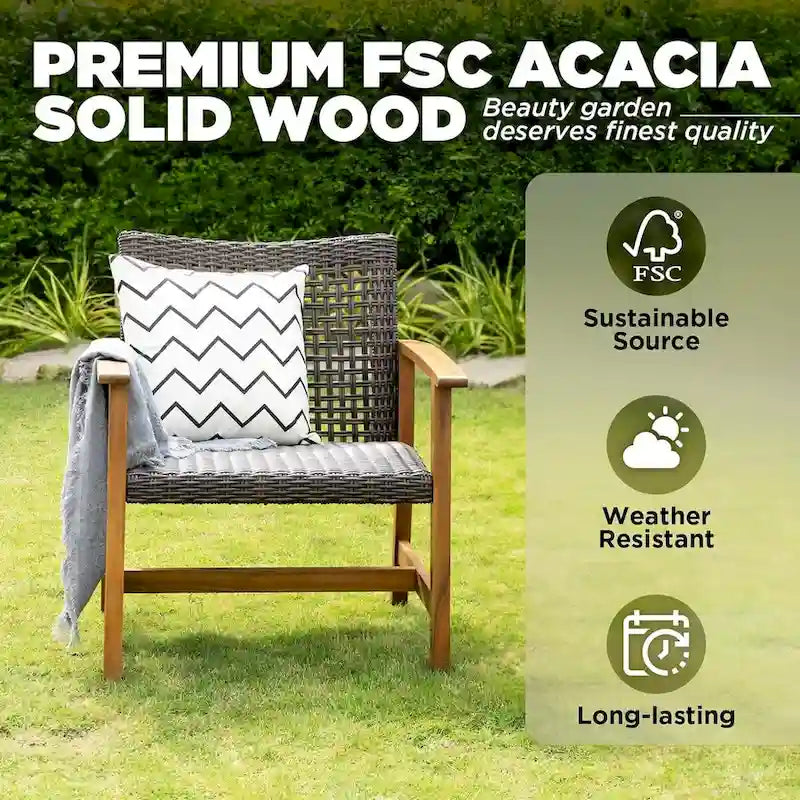 Liberte Capacity Acacia Outdoor Chairs Teak Finish Wood