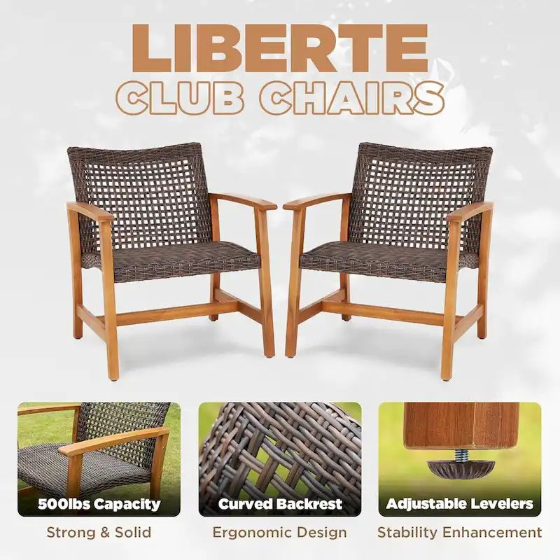 Liberte Capacity Acacia Outdoor Chairs Teak Finish Wood