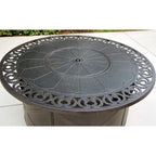 Nassau 4-Piece Patio Propane Fire Pit Sofa Conversation Set with Cushions and 47 Round Fire Pit Chat Table and Fireglass