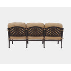 Nassau 4-Piece Patio Propane Fire Pit Sofa Conversation Set with Cushions and 47 Round Fire Pit Chat Table and Fireglass