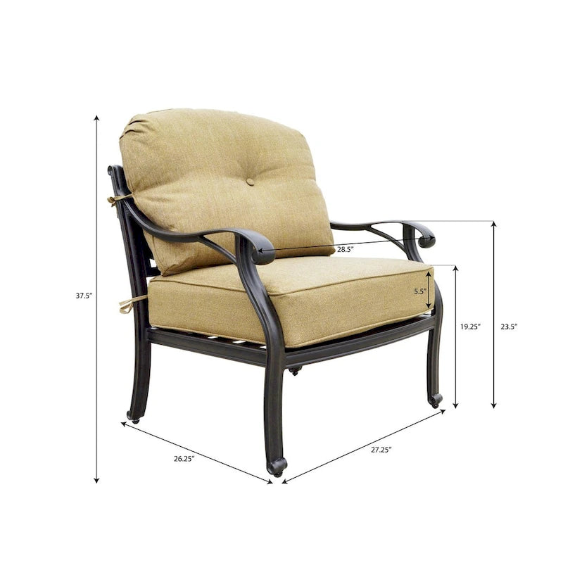 Nassau 4-Piece Patio Propane Fire Pit Sofa Conversation Set with Cushions and 47 Round Fire Pit Chat Table and Fireglass