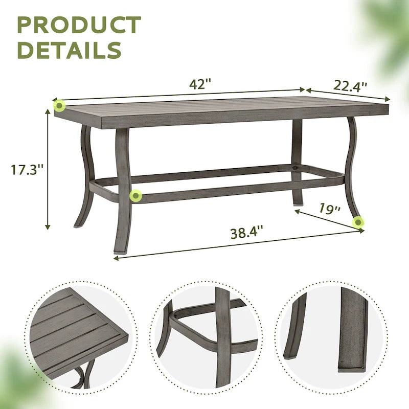 5-Person Aluminum Patio Conversation Set with Coffee Table, Sofa and Light Gray Cushions