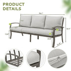 5-Person Aluminum Patio Conversation Set with Coffee Table, Sofa and Light Gray Cushions
