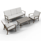 5-Person Aluminum Patio Conversation Set with Coffee Table, Sofa and Light Gray Cushions
