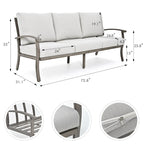 5-Person Aluminum Patio Conversation Set with Coffee Table, Sofa and Light Gray Cushions