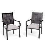 MAISON ARTS 9-Piece Patio Dining Set, 60 Inch Square Metal Table and 8 Rattan Chairs with Cushions